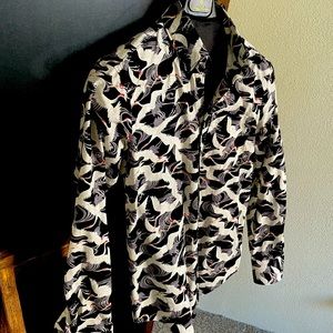 Naked & Famous Trim Structured Fowl-pattern Button-down